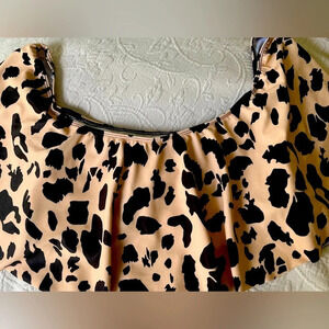 Bathing suit TOP ONLY. Off shoulder ruffle, leopard print 3XL